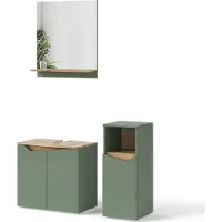 Vicco Badkamermeubelset Marelle Groen/Artisanaal eiken 3-delig, Model 54702