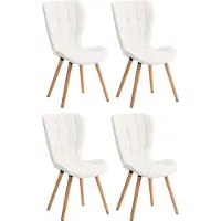 CLP 4-delige set eetkamerstoelen Elda, kunstleer met stevig houten frame, wit