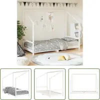 The Living Store - Kinderbedframe - 90x200 - cm - massief - grenenhout - wit