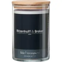 Ritzenhoff & Breker Voorraadpot "FAIA", rond, 1,0 l van glas, cilindrisch, beukenhouten deksel met siliconen, Opbergblikken