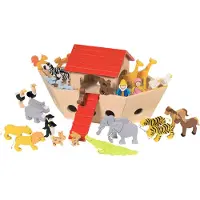Goki ARK VAN NOACH met PASSAGIERS 31x14x16,5cm, bevat 30 elementen, van beschilderd hout, in doosje, 3+