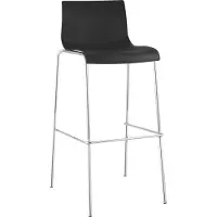 CLP Barkruk Hover kunststof 4-potig frame, met rugleuning, voetsteun chroom/zwart