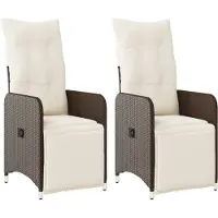 vidaXL Tuinstoelen 2 st verstelbaar met kussens poly rattan bruin