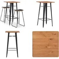 vidaXL 3-delige Barset staal zwart - Barset - Barsets - Eetset - Eetsets