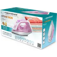 Esperanza EHI004 Stoomstrijkijzer en droogstrijkijzer, keramische strijkzool, 2400 W, paars/wit