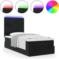 Syfax Ottoman bed met matrassen en LED's 90x200cm fluweel zwart