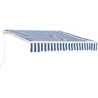 En.casa Zonnescherm luifel handbediend met knikarm 250x200 cm blauw wit