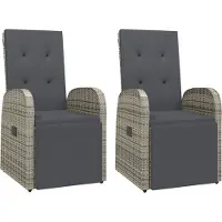 Syfax Tuinstoelen 2 st verstelbaar met kussens poly rattan grijs
