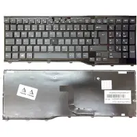 T-ProTek DE - Zwarte toetsenbord met glanzende rand, compatibel met de Fujitsu Siemens Lifebook AH564