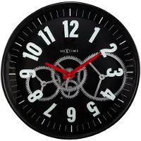 Nextime Gear Clock – Wandklok – 36 cm – Metaal/Glas – Wit – Bewegende tandwielen