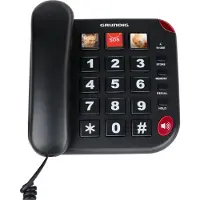 Grundig Senioren Telefoon Huistelefoon - Huistelefoon Senioren Grote Toetsen - Seniorentelefoon met Foto Sneltoetsen - Luidspreker en SOS-Knop - Zwart