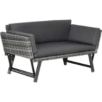 Outsunny -Rattansofa-Stahl, PE-Rattan, Polyester-129L x 63B x 67H cm-Grau