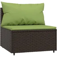 Syfax Tuinmiddenbank met kussens poly rattan bruin