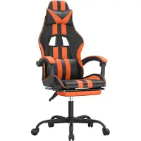vidaXL Gamestoel met voetensteun kunstleer zwart en oranje