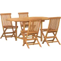 Syfax Tuin eettafelset 5 st Bruin Massief Teakhout