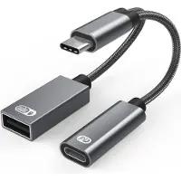 INF USB-C mannelijk naar USB vrouwelijk + USB-C PD-oplaadaansluiting en OTG-adapter USB 2.0