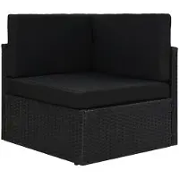 The Living Store Hoekbank Poly Rattan - Sectioneel - Zwart - 65.5 x 65.5 x 52 cm - Weerbestendig en Modulair
