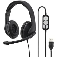 Hama Stereo bedrade supra-aurale headset zwart met verstelbaar volume, microfoon dempen voor computer