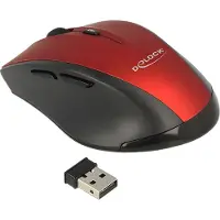DeLOCK draadloze USB muis met 6 knoppen - 1000-1600 DPI / zwart/rood