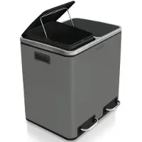 Karat Afvalbak Keuken Felix - 2 × 30 L - Antraciet - 2-Voudig Afvalscheidingssysteem - Pedaalemmer Keuken - Soft-Close & Luchtdicht - Kunststof Binnenemmer - Met Klapdeksel