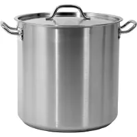 TRIZERATOP HOGE POT MET ROESTVRIJSTALEN DEKSEL 36X36CM, 36,6L., Pan + steelpan, Zilver