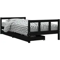 Syfax Kinderbedframe met lades 90x190 cm massief grenenhout zwart