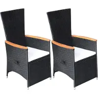 Syfax Tuinstoelen 2 st verstelbaar met kussens poly rattan zwart