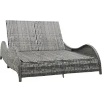 The Living Store De Living Store dubbele ligbed met kussen, bekleed met polyrotan, kleur antraciet
