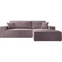Selsey Hoekbank Galine New rechts ribstof met slaapfunctie | ribfluweel roze 267x85x167 cm hoekbanken | NADUVI