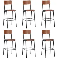 Syfax Barstoelen 6 st massief multiplex staal