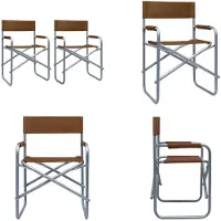 vidaXL Regisseursstoelen 2 st staal bruin - Regisseursstoel - Regisseursstoelen - Stoel - Stoelen