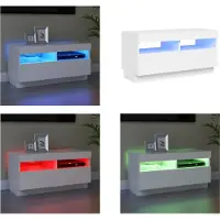 vidaXL Tv-meubel met LED-verlichting 80x35x40 cm wit - Tv-kast - Tv-kasten - Televisiekast - Televisiekasten