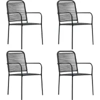 Syfax Tuinstoelen 4 st katoenen touw en staal zwart