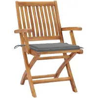 vidaXL Tuinstoelen 2 st met grijze kussens massief teakhout