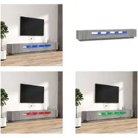vidaXL 3-delige Tv-meubelset met LED's bewerkt hout grijs sonoma eiken - Tv-kast - Tv-kasten - Tv-meubel - Tv-meubel Met LED-verlichting