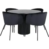 Ebuy24 BiancaROBL eethoek eetkamertafel zwart en 4 Berit eetkamerstal velours zwart.