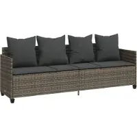 vidaXL - Ligbed - met - kussen poly - rattan - grijs
