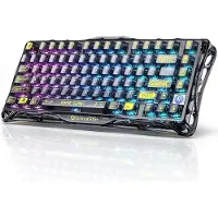 Gravastar Mercury K1 Lite mechanisch gaming-toetsenbord, BT5.0/2.4G/USB-C, 75% formaat, geschikt voor Windows/Mac, QWERTY-indeling, transparant zwart