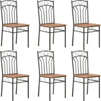 The Living Store : Eetkamerstoelen, 6 stuks, bruin, MDF