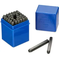 Relaxdays Stempelset, 36-delig, stempels van 3 mm, geschikt voor leer en metaal, stansgereedschap A-Z & 0-9, staal, zwart