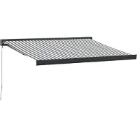 vidaXL Luifel uittrekbaar 3,5x2,5 m stof en aluminium antraciet en wit