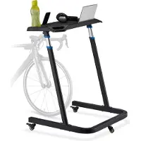 Relaxdays Multifunctionele werktafel, in hoogte verstelbaar, laptoptafel met wielen, sta-bureau, fietstafel, hoogte: 88-125 cm, zwart