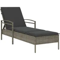 vidaXL Ligbed met kussen 63x200x81 cm poly rattan grijs