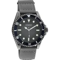 Oozoo Timpieces - Titanium horloge met grijze klittenband polsband - C11011