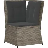 vidaXL Tuinhoekbank met kussens poly rattan grijs