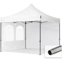TOOLPORT 3x3 m Easy up partytent, PREMIUM staal 40mm met zijwanden (vensters), wit