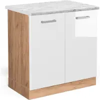 Vicco R-Line Wastafelkast – 80 cm WB Marmer Wit Hoogglans