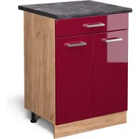 Vicco Keukenonderkast R-Line Rode hoogglans 60 cm met lade, WB Antraciet, Model 45761