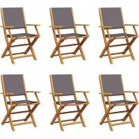vidaXL Tuinstoelen 6 st inklapbaar massief hout en stof antracietkleur