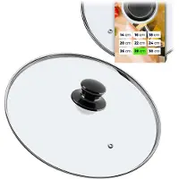 Kadax K7883 Pandeksel universeel deksel van glas met glanzend zwarte handgreep hittebestendig deksel in verschillende maten pannendeksel glazen deksel voor pot pan (28 cm)